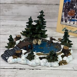 Lemax PINE HAVEN Duck POND Christmas Village accessory with box